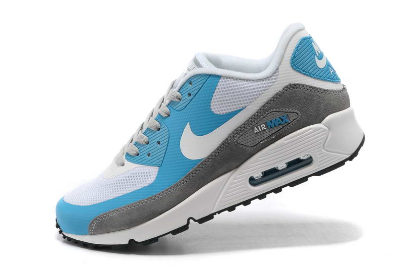 Air Max 90 Hyperfuse fourrure Chaussures Femmes bleu blanc gris (4)